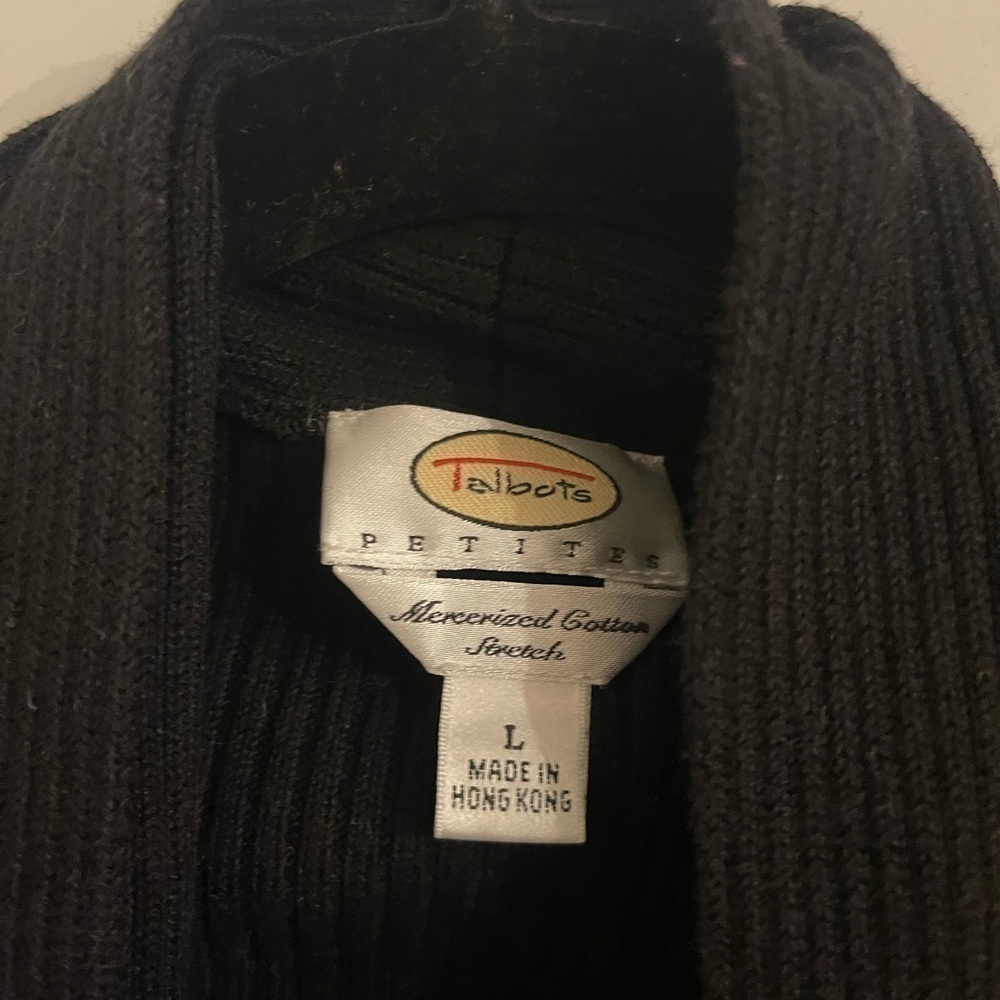 Talbots Ribbed Black Cardigan Size L - Picture 2 of 4